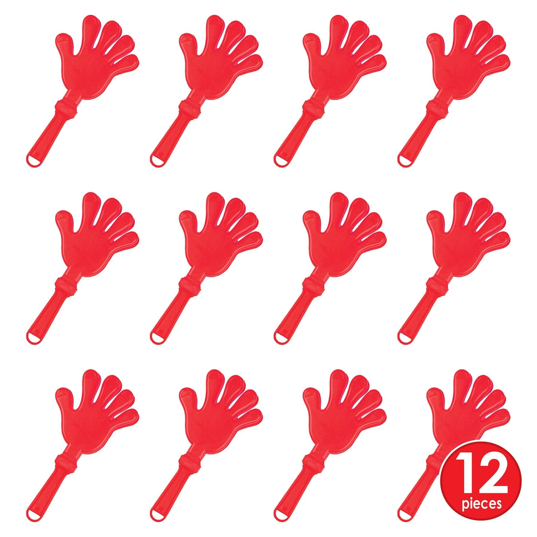 12 Pack Beistle Hand Party Clappers - Red Noise Makers for Cheering, Sporting Events & Celebrations - Perfect for Football Games, Birthday Parties & Parades
