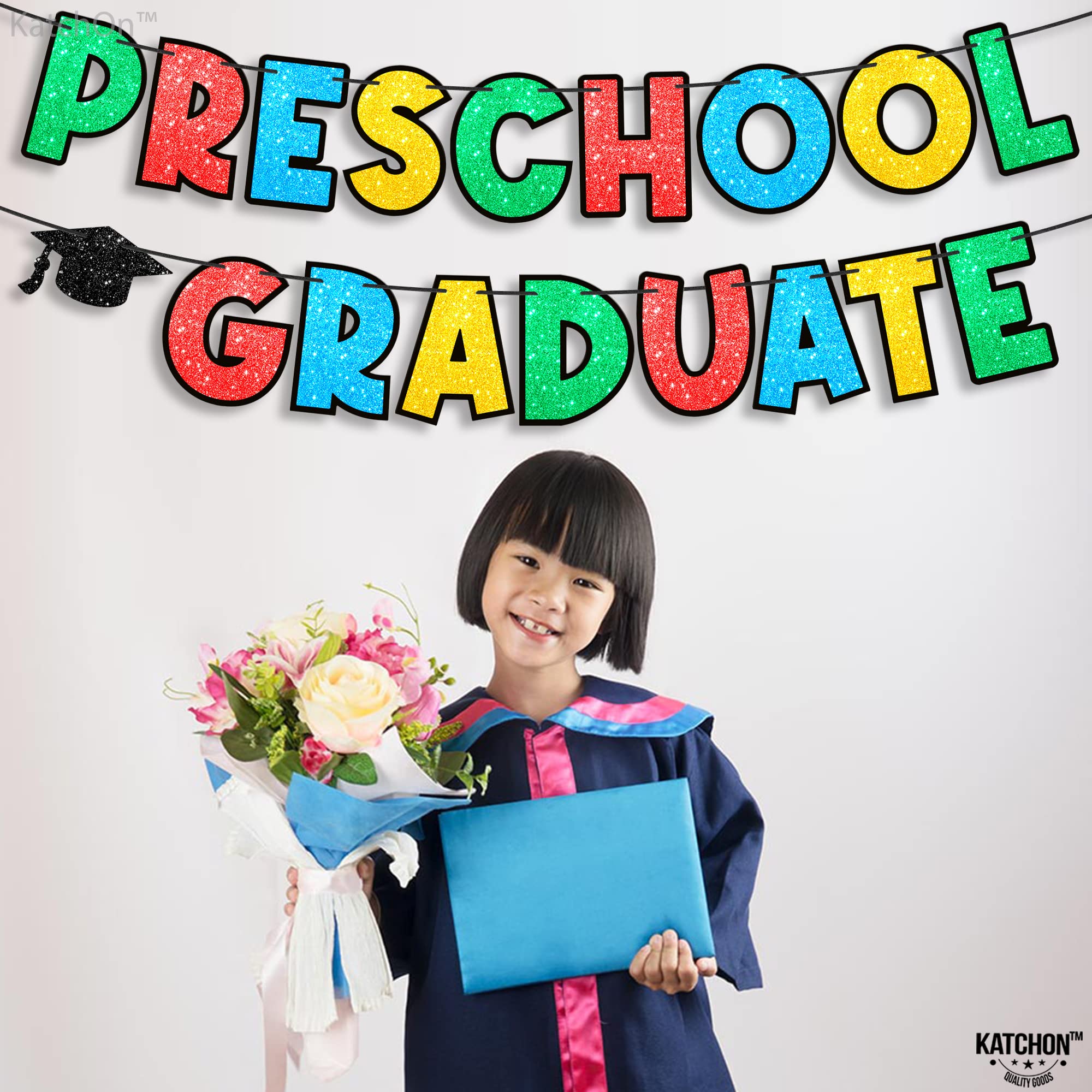 KatchOn 10ft Glitter Preschool Graduation Banner - Class of 2024 Ready-to-Use Decor for VPK & PreK Graduation Ceremonies | Perfect for Classroom Decorations, Party Backdrops & Photo Booths