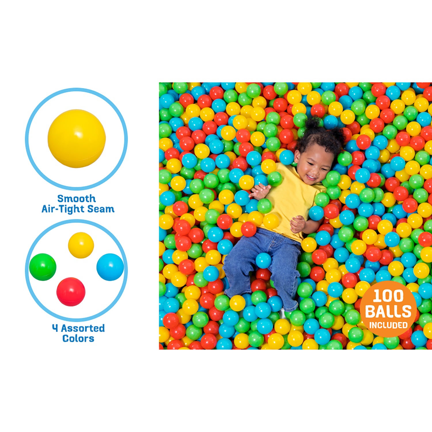Bestway Splash & Play 100-Piece Colorful Play Balls Set for Kids - Perfect for Ball Pits, Swimming Pools, Backyard Fun & Indoor Playtime