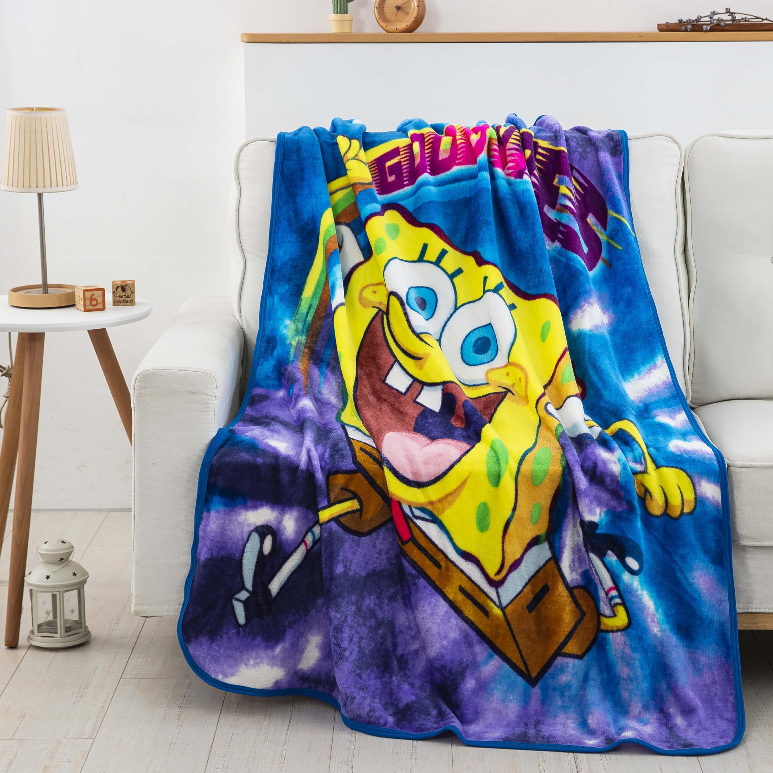 **SpongeBob SquarePants Tie-Dye Ready Silk Touch Throw Blanket - 46