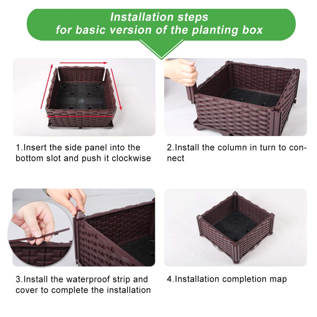 Hershii 76.77 x 15.35 x 8.66 Inch Brown Plastic Raised Garden Bed Kit - Rectangular Planter Box for Vegetables, Herbs, Flowers & Succulents - Indoor & Outdoor Gardening Container - Perfect for Patio, Balcony, Backyard & Urban Farming