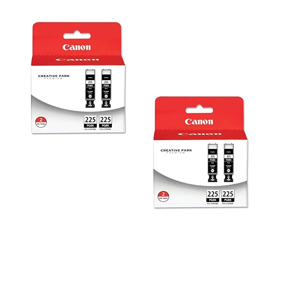 Canon PGI-225 4530B007 Ink Cartridge Twin Pack (4-Pack) - High Yield Black Ink for Canon Printers | Ideal for Home, Office & Photo Printing