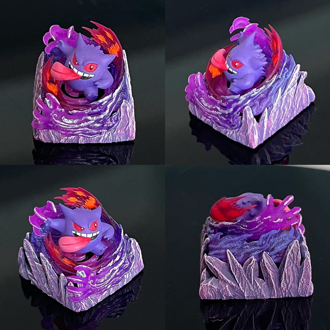 Gengar Custom Keycaps - 3 Colors, 13 Styles with Crystal Glue Drops for Mechanical Keyboards | Anime Art Gaming Keycaps for PC, Laptop & Office Decor