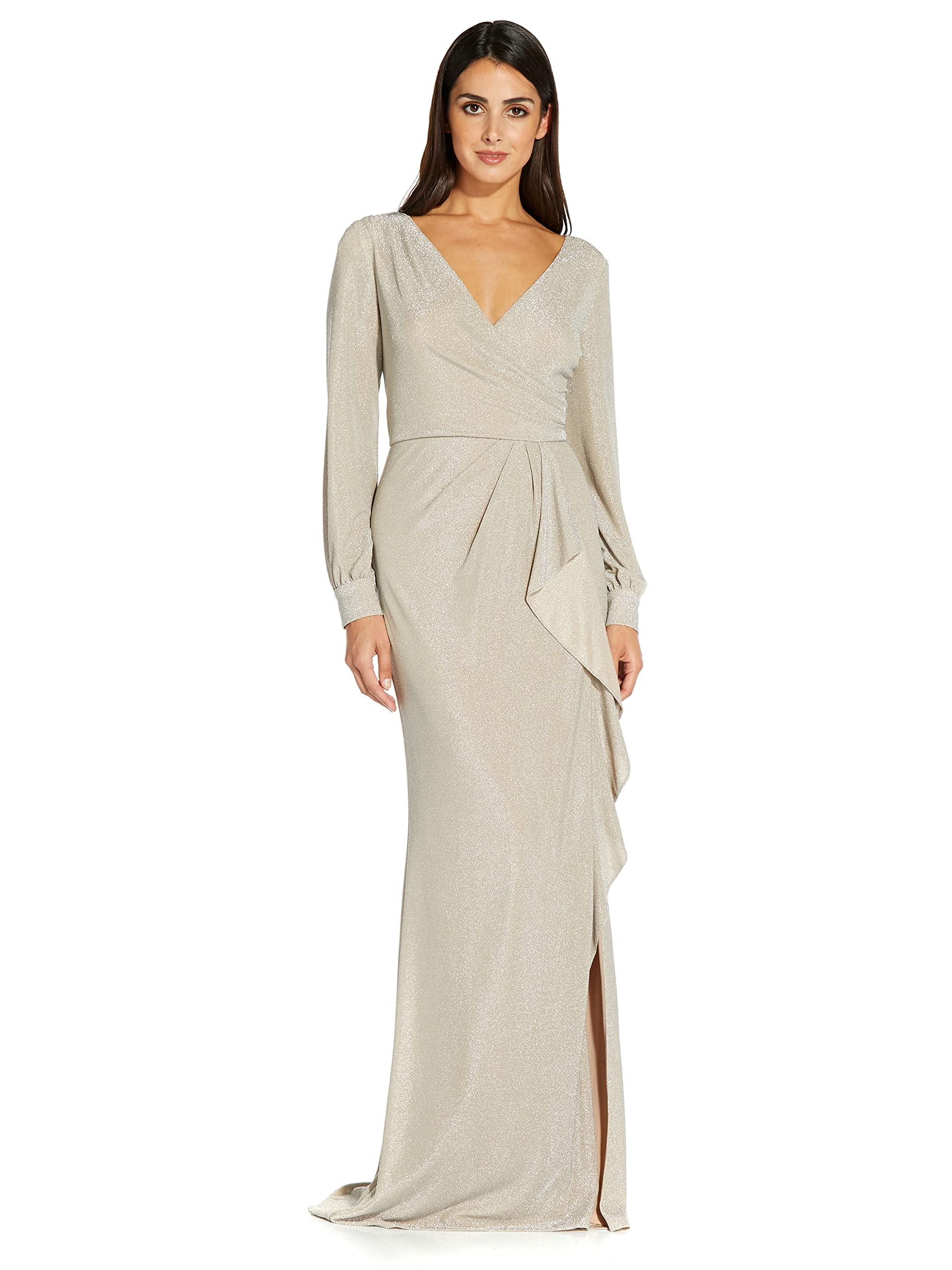 Adrianna Papell Women's Metallic Jersey Dress - Elegant Shimmering Party & Evening Gown for Weddings, Cocktail Events & Special Occasions