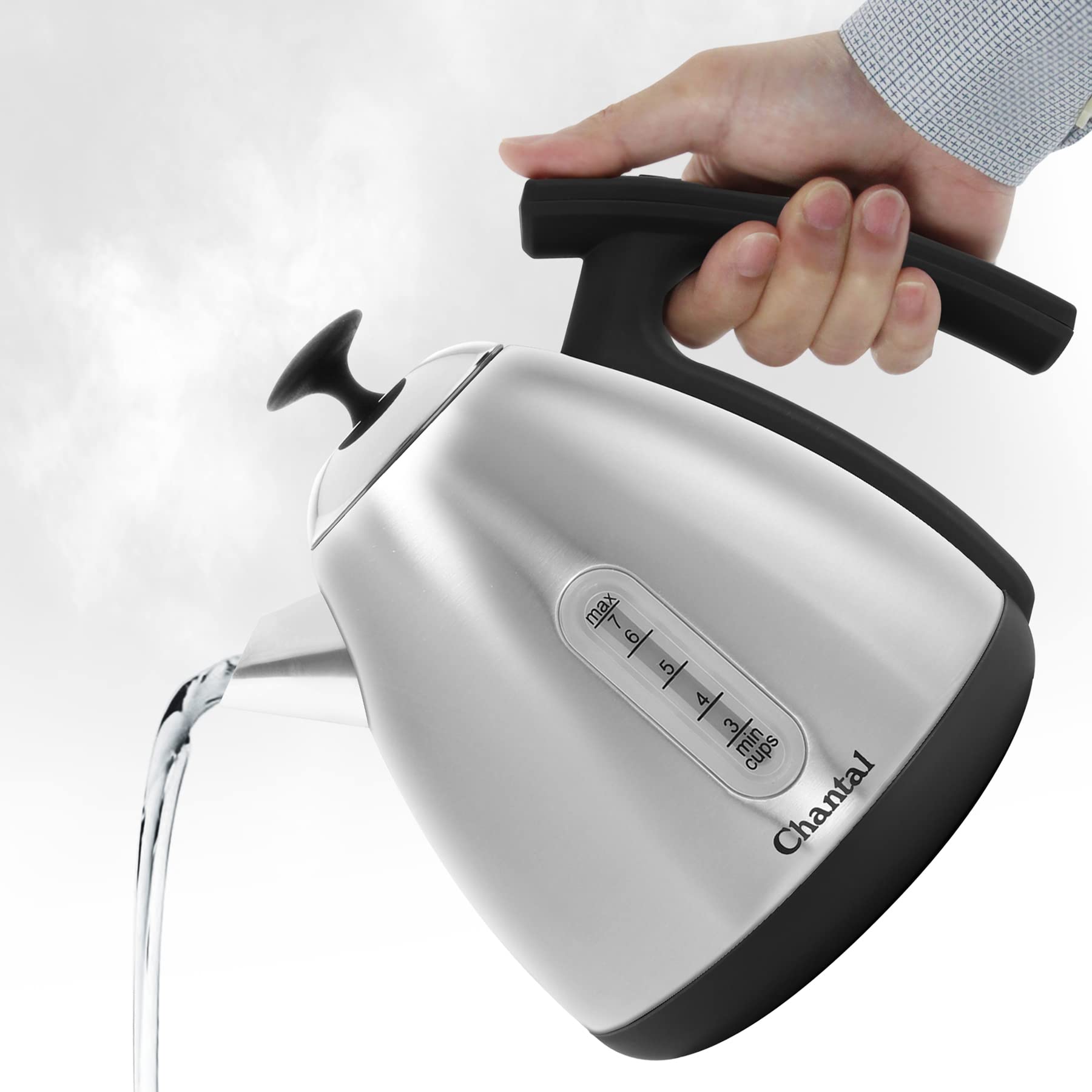 Chantal Vincent 1.75 Quart (7 Cup) Stainless Steel Electric Kettle with Temperature Control - Fast Boiling for Coffee, Tea & Hot Beverages - Perfect for Home, Office & Kitchen Use