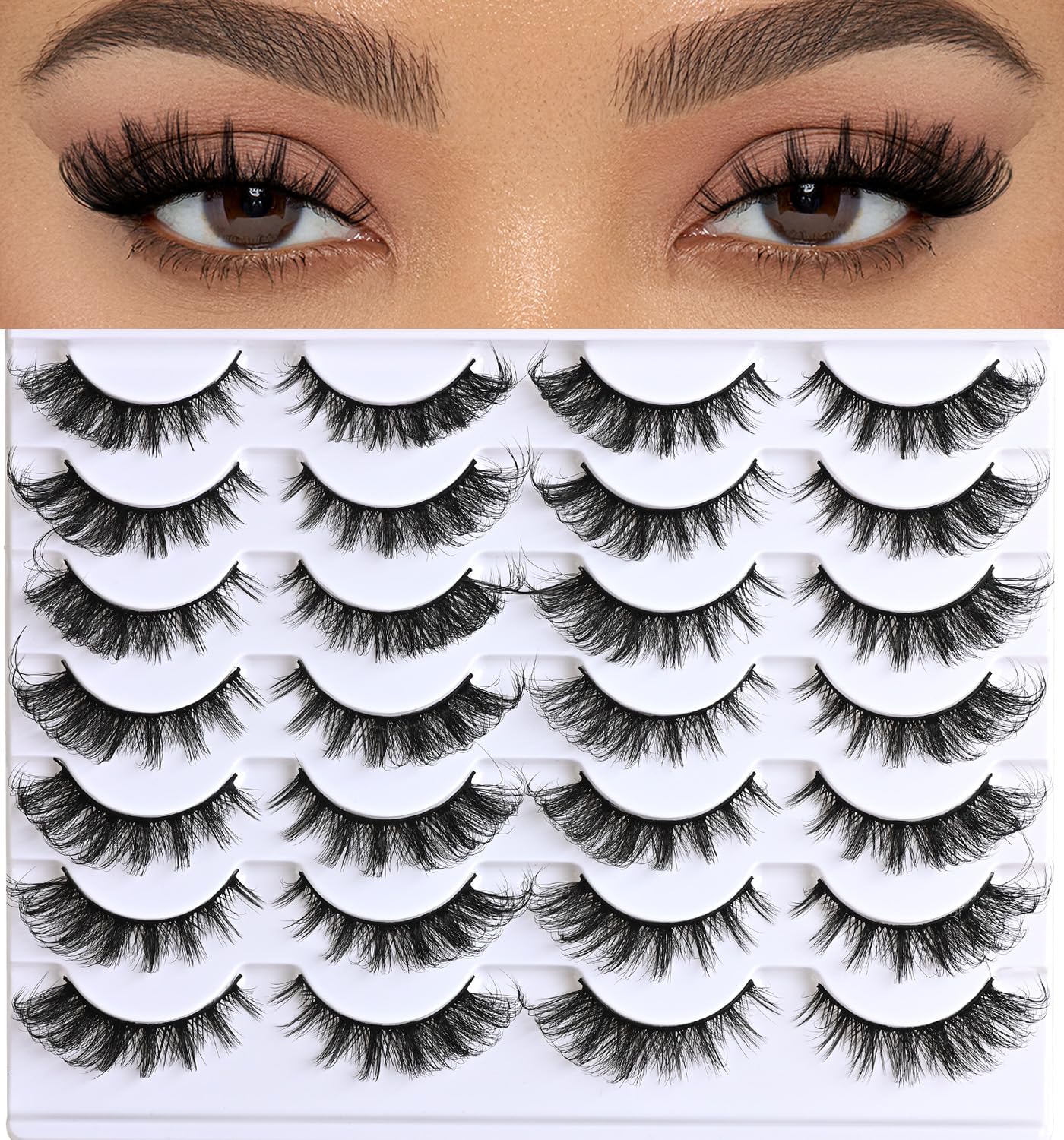 14 Pairs Natural Look False Eyelashes - Wispy Cat Eye Lashes D Curl Fluffy Mink Strips for Women | Fox Eye Lash Extensions | Perfect for Daily Wear, Parties & Special Occasions