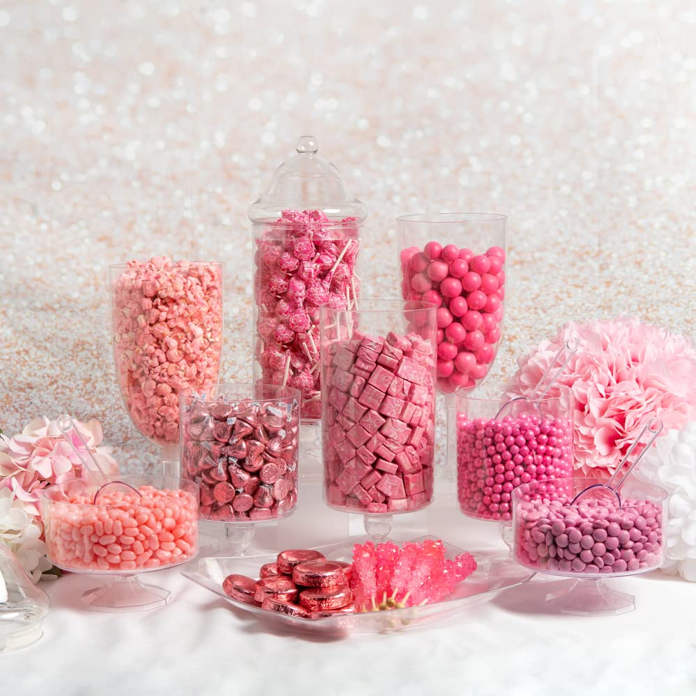 Premium Pink Candy Buffet Table (15+ Pounds) - Bulk Candy Assortment Includes Hershey's Kisses, M&M's, Jelly Belly Jelly Beans, Starburst - Perfect for Baby Showers, Birthday Parties, Weddings (Serves 24-36 People)