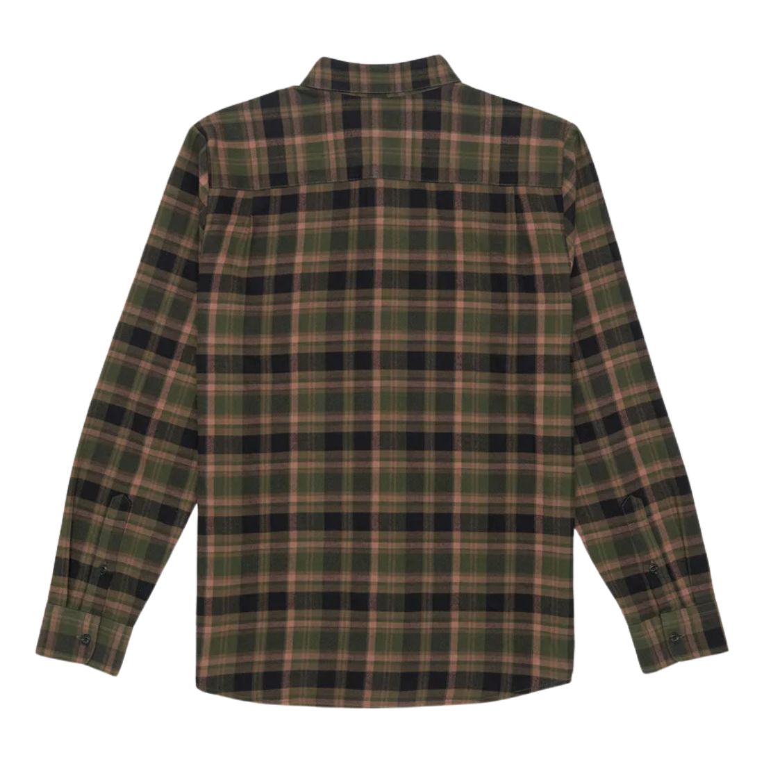 Volcom Men's Caden Plaid Long Sleeve Button-Down Shirt - Squadron Green Checkered Flannel for Casual Wear & Outdoor Activities A0542406