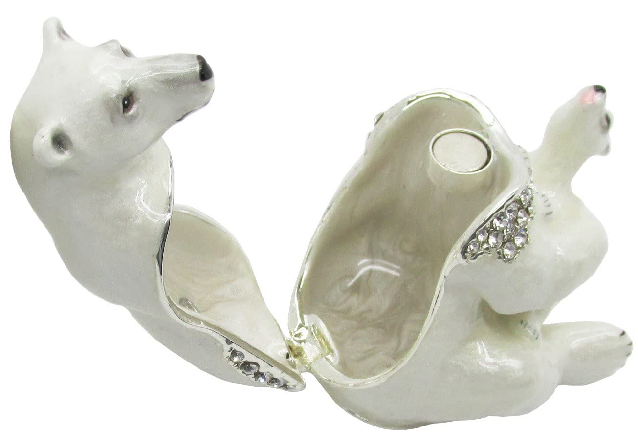 RUCINNI Polar Bear Jeweled Trinket Box - Elegant Jewelry Storage & Gift Box for Women, Perfect for Rings, Necklaces & Keepsakes - Home Decor & Christmas Gift Idea