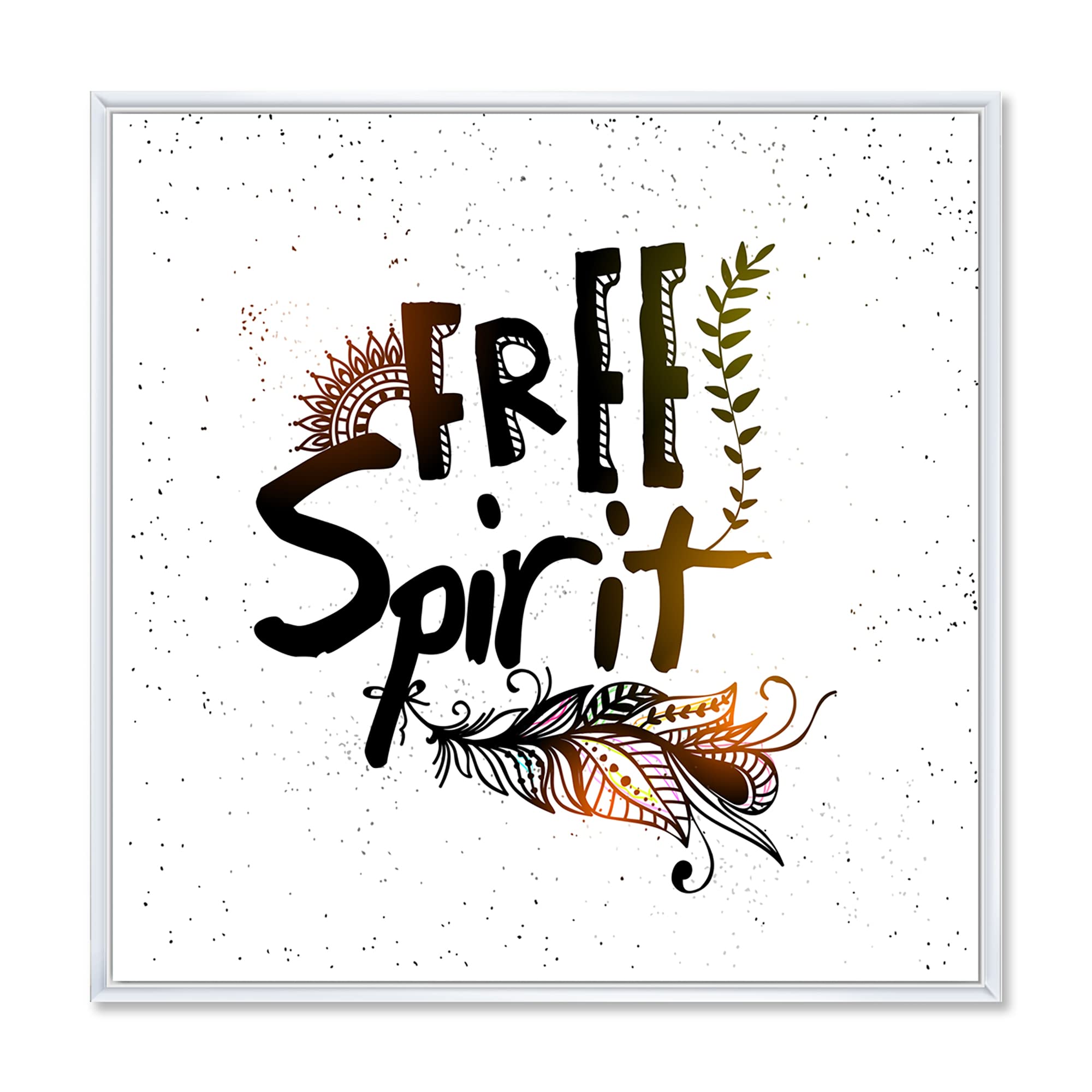 Bohemian Feather Wall Art - Free Spirit Ethnic Framed Canvas Print for Home & Office Decor | Perfect for Living Room, Bedroom, or Boho Style Interior Design