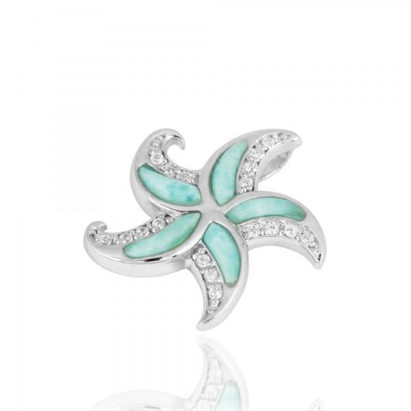 Larimar Starfish Necklace - Handmade Blue Gemstone Jewelry from Miami - Perfect for Beach Vacations & Summer Outfits