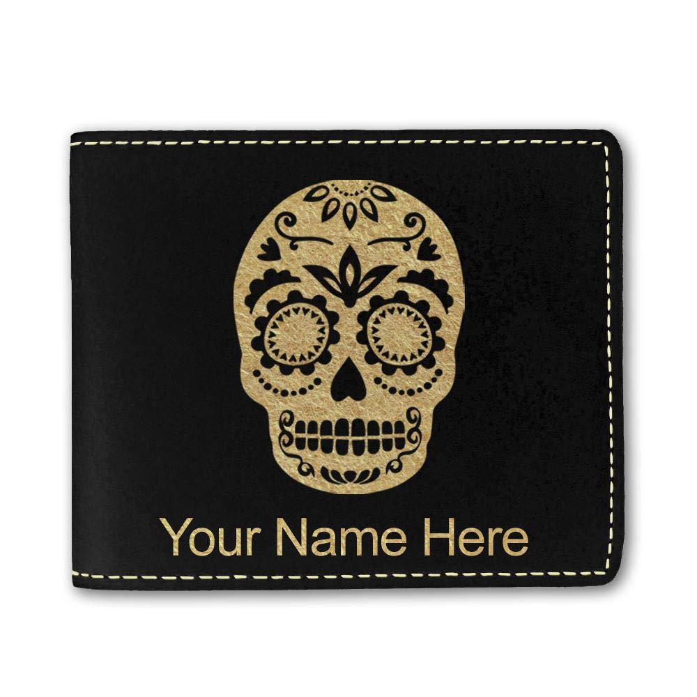 Custom Engraved Faux Leather Wallet - Day of the Dead Design - Perfect for Gifts, Travel & Everyday Use