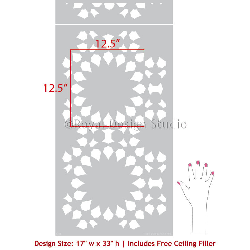 Modern Souk Moroccan Tile Stencil for DIY Home Decor - Reusable Painting Template for Walls, Floors & Furniture - Perfect for Boho, Mediterranean & Ethnic Interior Design Projects