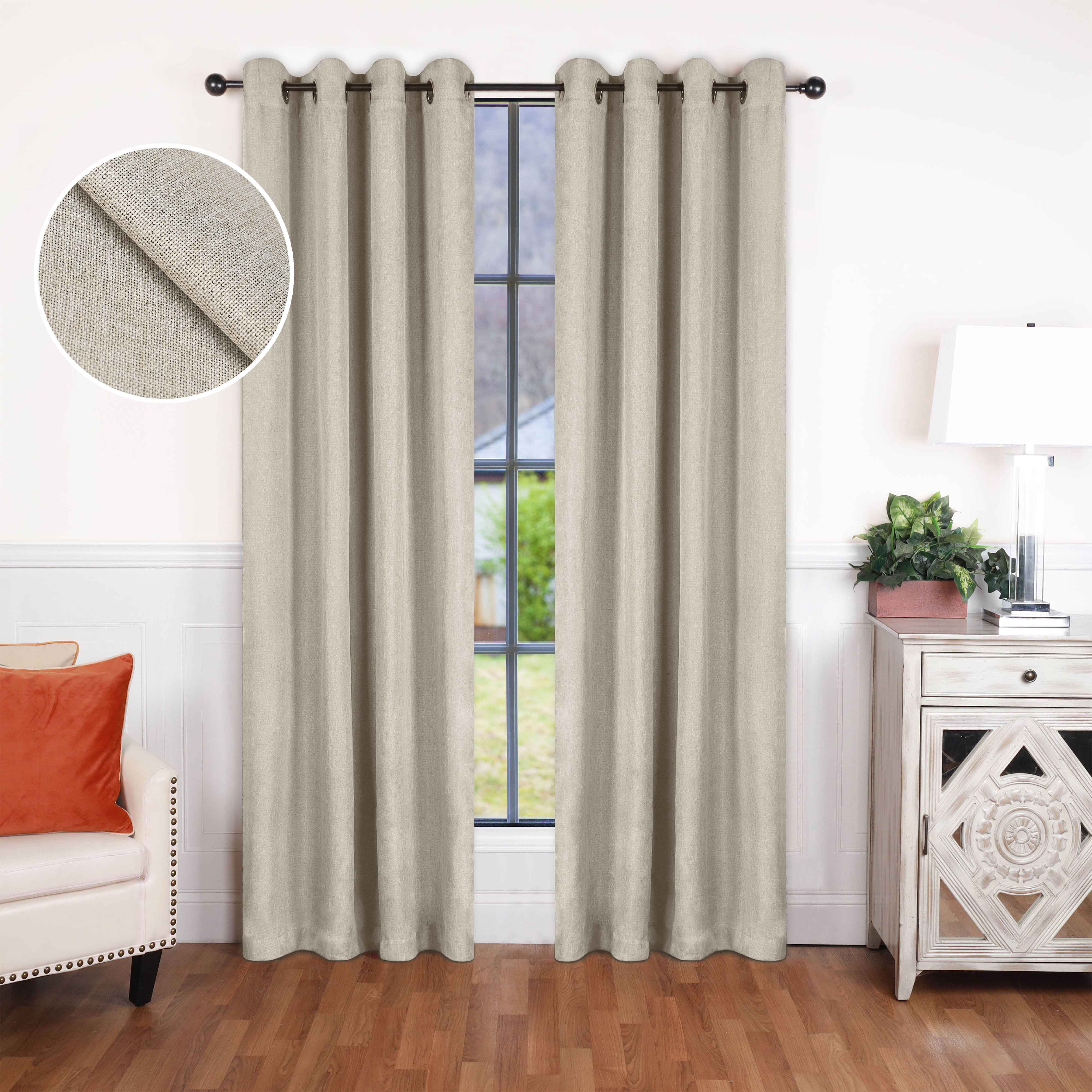 Blackout Curtains for Bedroom - 100% Linen Washable Room Darkening Curtains Set of 2 Panels - Perfect for Home Theater, Nursery & Light Sleepers