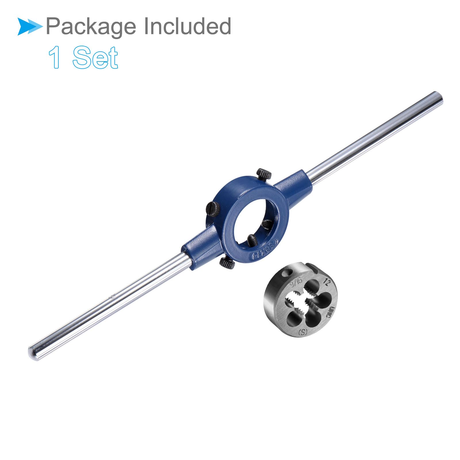 9/16-12 UNC Thread Die Handle Set with 26mm-38mm OD / M12-M16 Die Wrench Tool Kit for Threading and Repairing - Perfect for Plumbing, Automotive, and Metalworking Projects