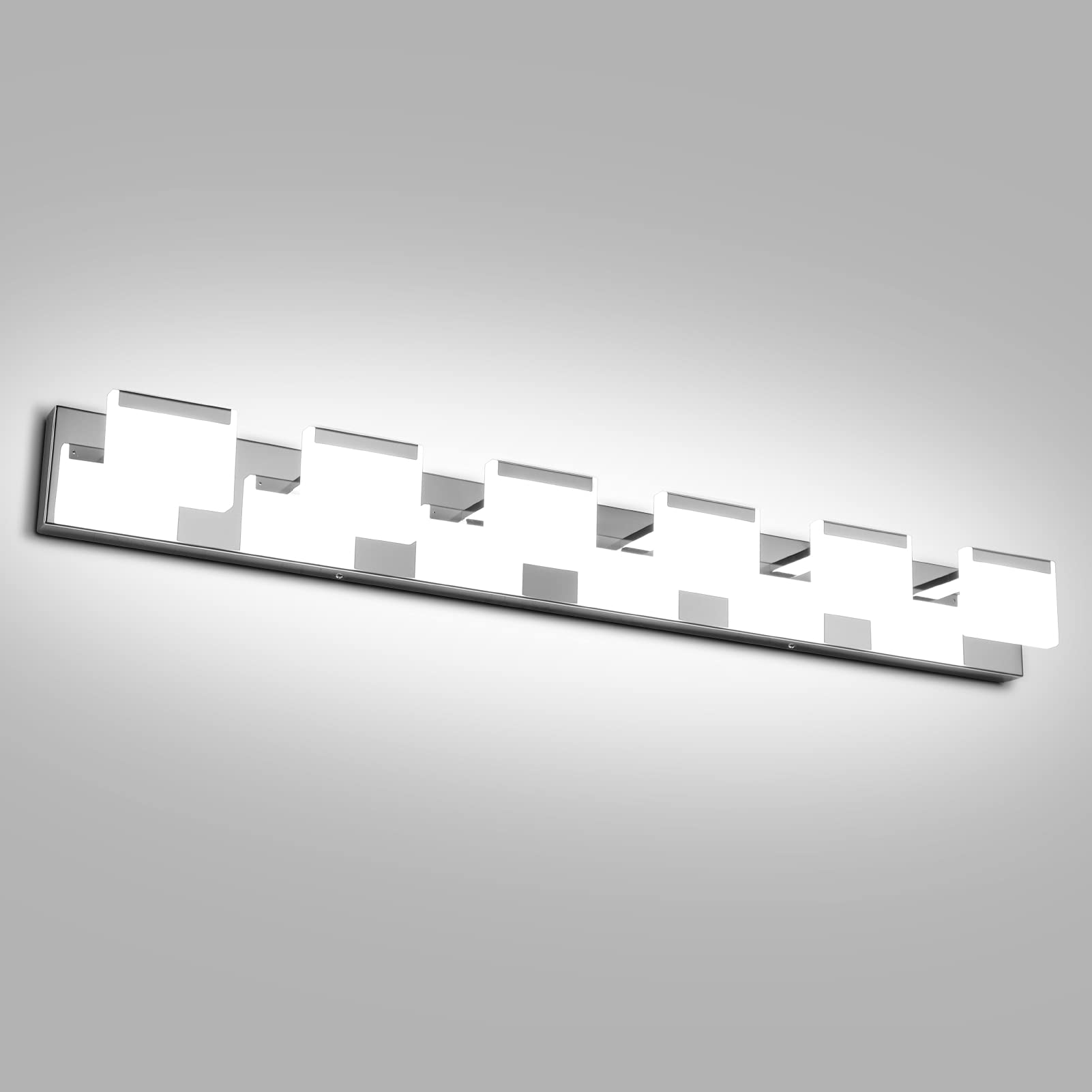 Ralbay 6-Light LED Modern Vanity Light - Acrylic & Stainless Steel Bathroom Lighting Fixture for Mirror, Makeup Area & Dressing Room