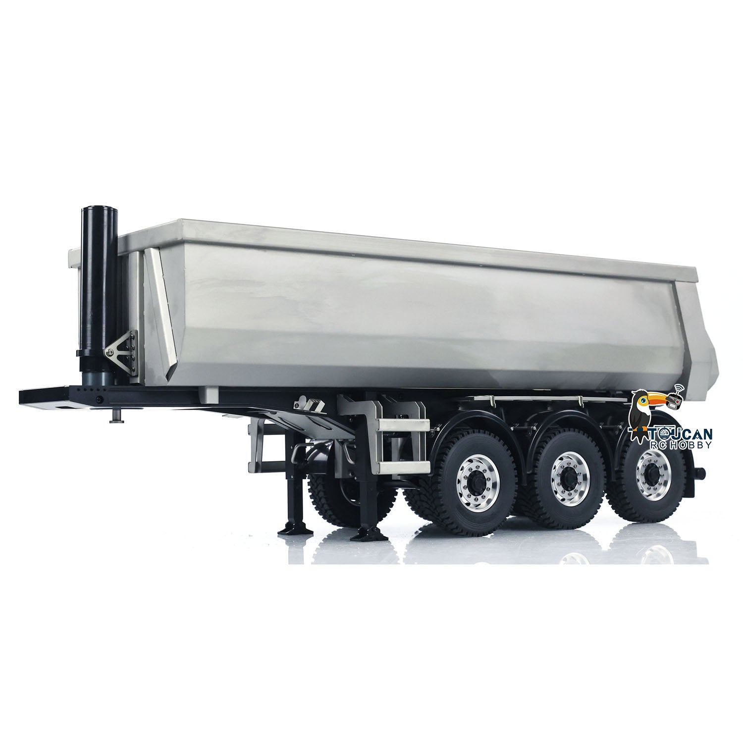 1/14 Scale 3-Axle Metal Hydraulic RC Dump Trailer Kit - Unpainted Assembled Model for Remote Control Tractor Trucks with Servo & ESC Motor - Perfect for DIY RC Car Enthusiasts & Construction Site Simulation Scenes