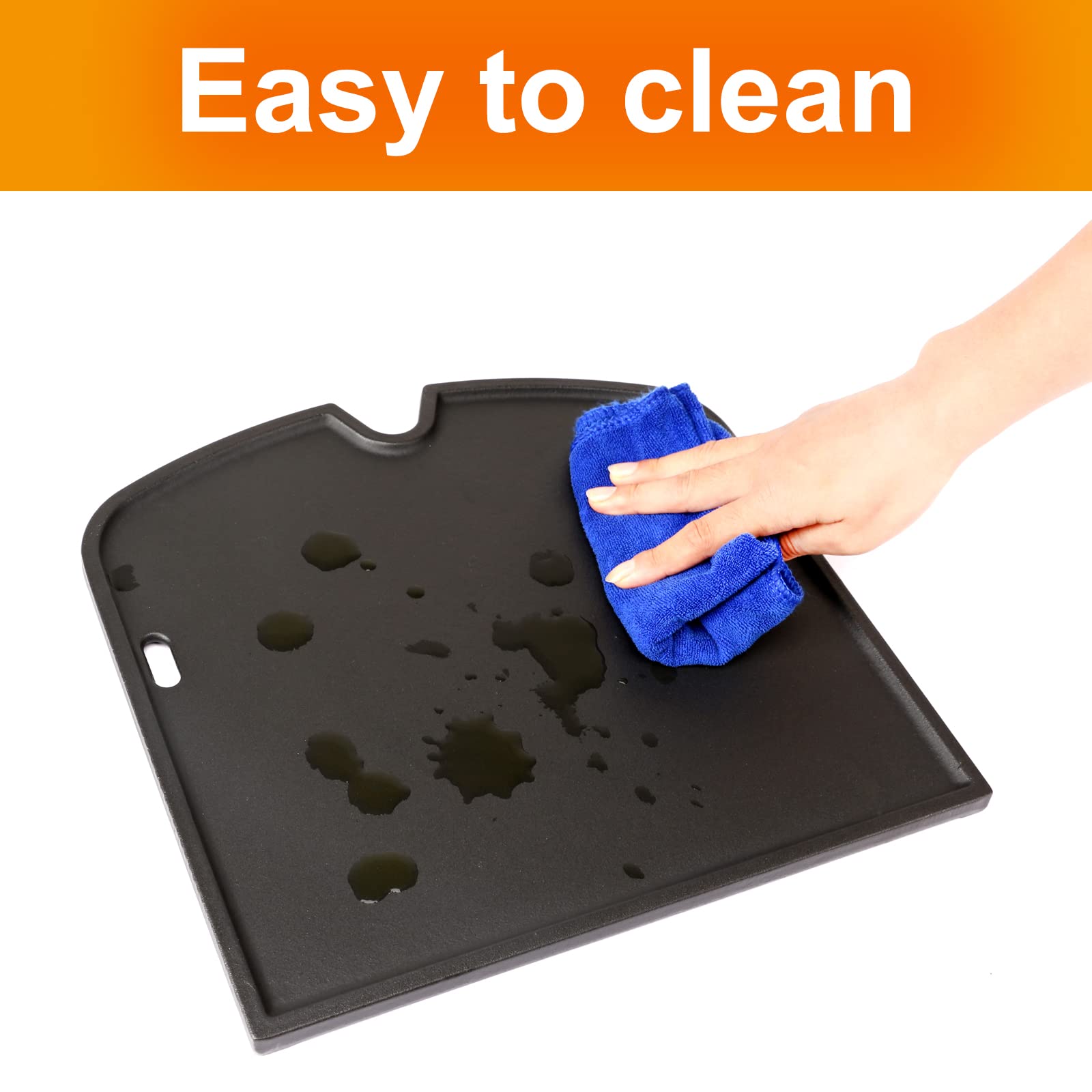 Hisencn 7034 Cast Iron Griddle Replacement for Weber Traveler 9010001 Portable Gas Grill - Pre-Seasoned Black Griddle for Outdoor BBQ, Camping & Tailgating - Perfect for Pancakes, Burgers & Steak Cooking