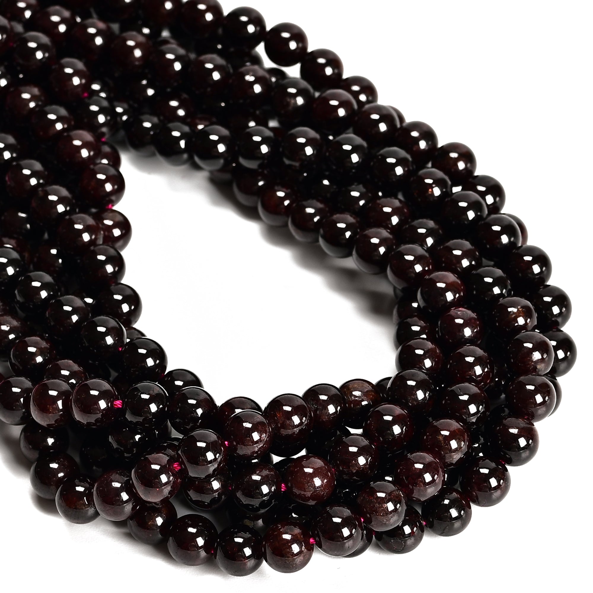 Natural Red Garnet Smooth Round Beads 6.5-10mm 15.5 Inch Strand for Jewelry Making, DIY Bracelets, Necklaces & Healing Crystal Crafts