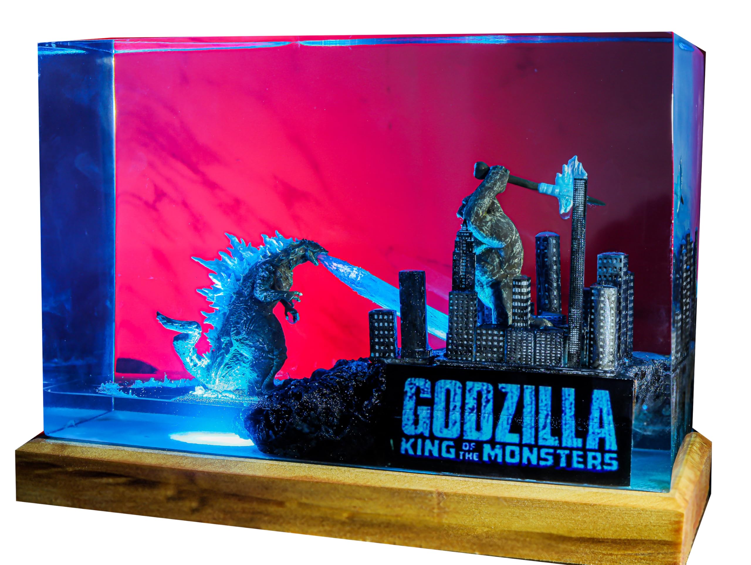 War Monster Night Light - Custom Epoxy Resin Table Lamp with Atomic Breath Design | Handmade Movie Diorama LED Lamp for Bedroom, Gaming Room & Home Decor | Unique Gift for Movie Lovers (5.5x4x2.5 inch)