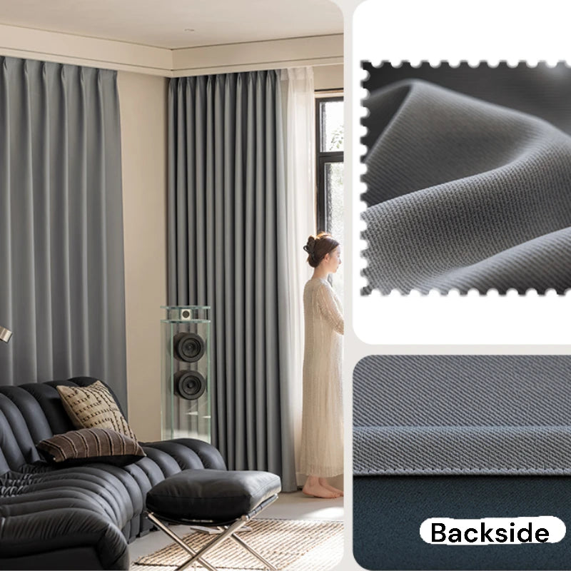 Amina Chenille Blackout Curtains - Thermal Insulated Custom Window Drapes for Bedroom & Living Room - Noise Reducing & Light Blocking for Better Sleep & Privacy