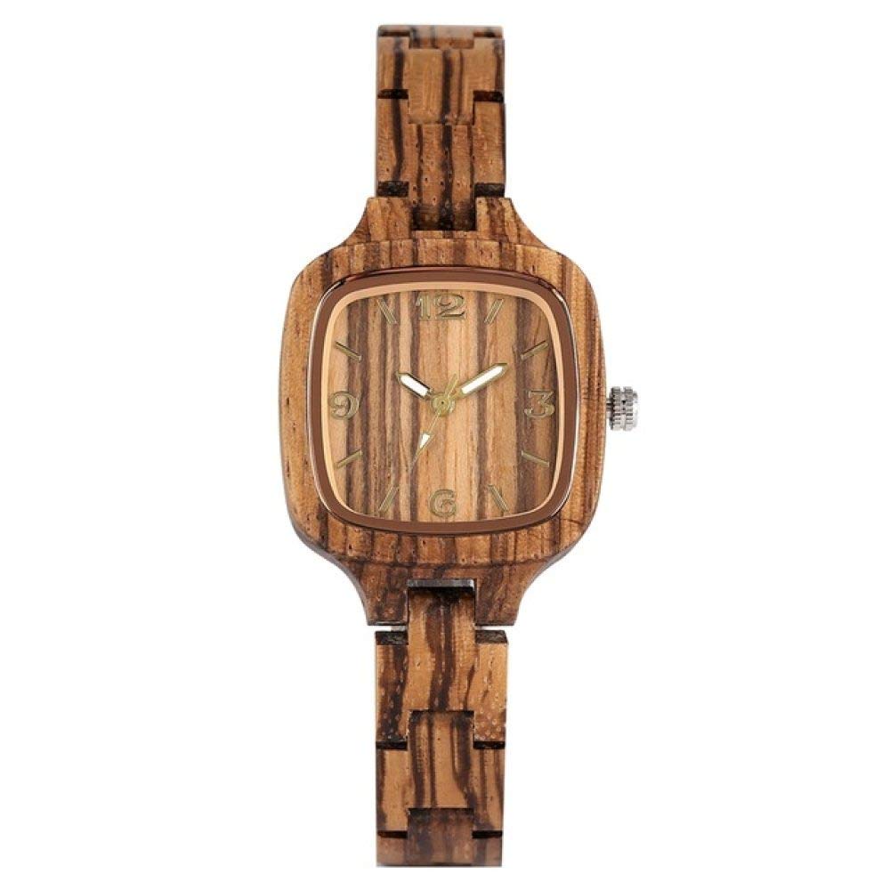 IOPMIE Minimalist Wooden Watch for Women - Ultra Slim Lightweight Square Analog Bamboo Wood Bangle Watch | Perfect for Casual Wear, Office & Eco-Friendly Gifts