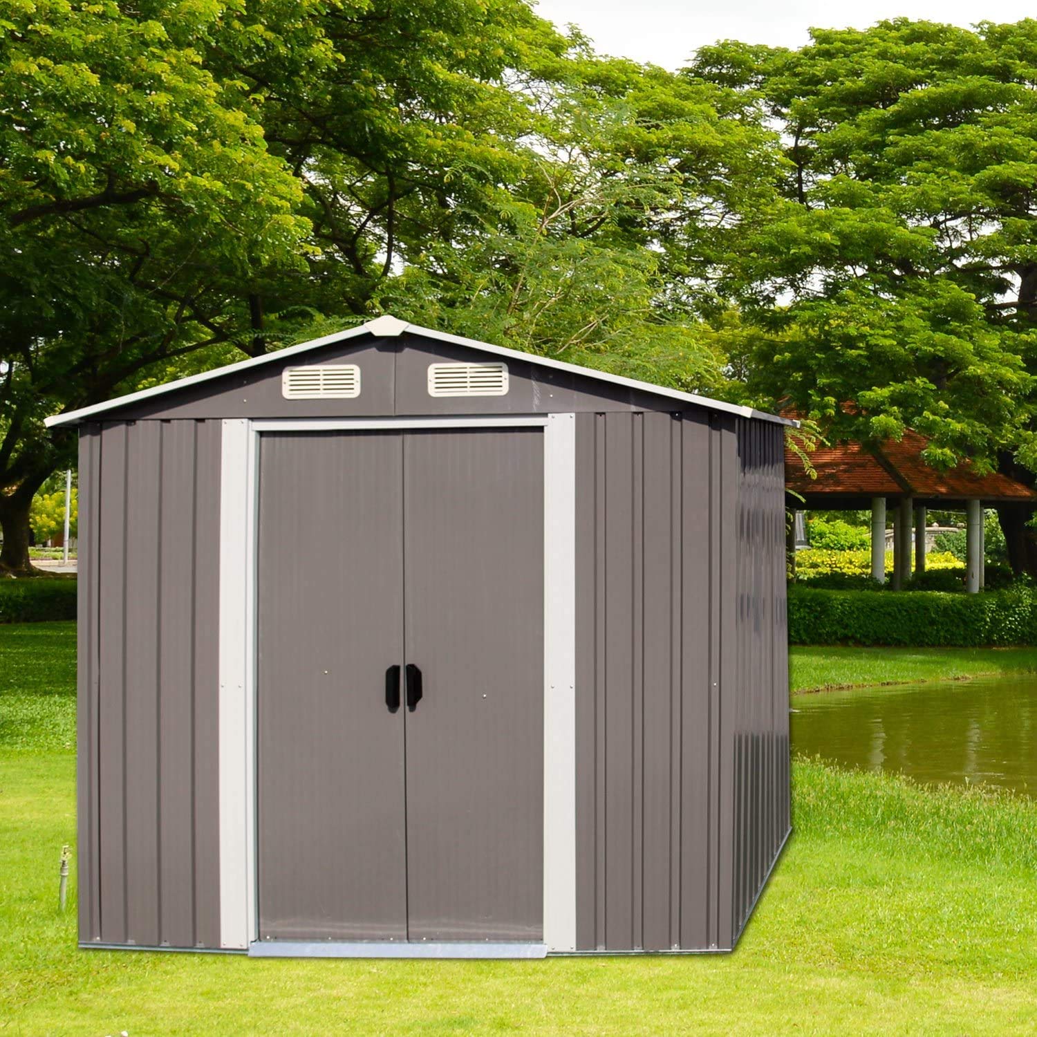 6x4 Galvanized Steel Outdoor Storage Shed - Heavy Duty Utility Tool Shed for Backyard, Garden & Lawn | Weatherproof Patio Storage House for Equipment, Furniture & Seasonal Items