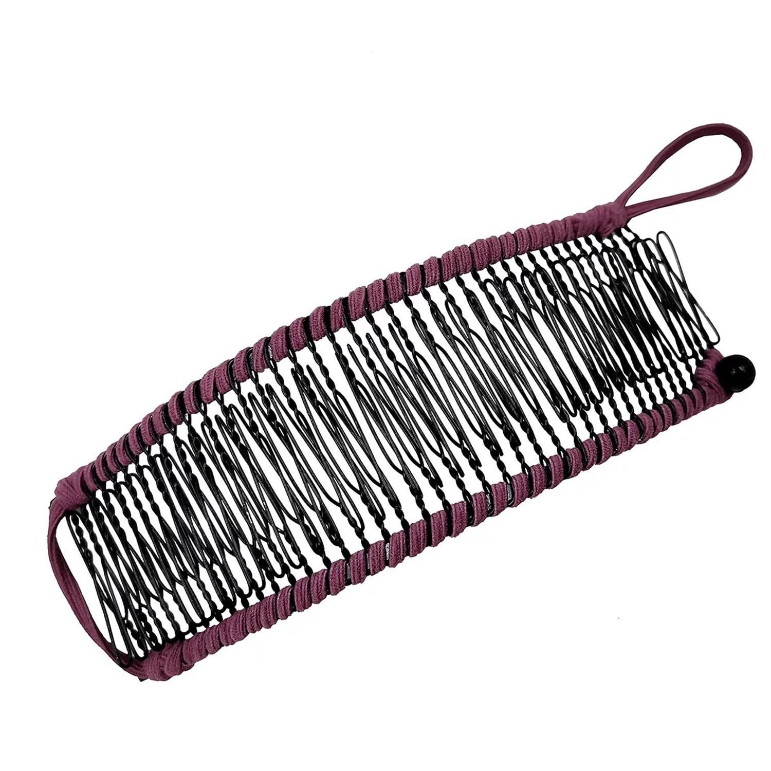 Stretchy Banana Hair Clip - Vintage Clincher Comb for Thick & Thin Hair - Adjustable No Pressure Hair Clip with Cord & Bar Closure (40 Teeth, Pink) - Perfect for Curly Hair, Ponytails & Everyday Hairstyles