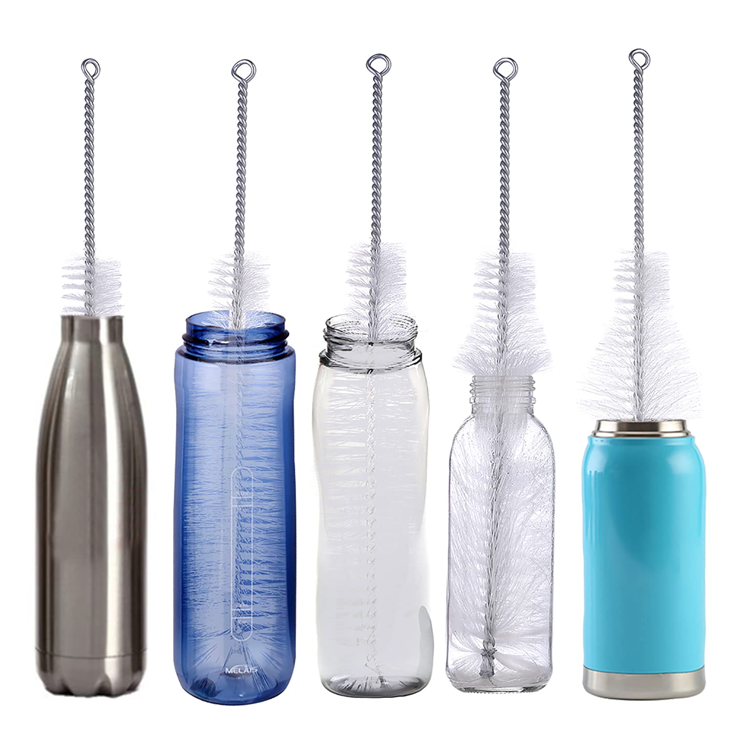 Premium Bottle Brush for Cleaning Wine Bottles, Beer Bottles, Soda Bottles & Narrow Neck Containers - Extra Long Durable Bristles (White, 1PC) - Perfect for Home Bars, Breweries & Kitchen Cleaning