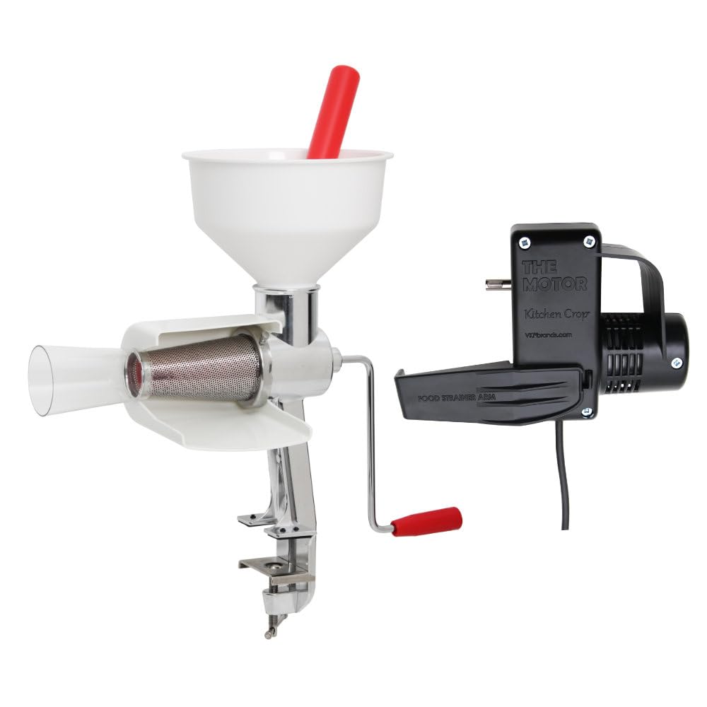 Electric Johnny Apple Sauce Maker & Tomato Strainer - Model 250 Clamp-Based Food Mill with Motor - Remove Skins & Seeds from Fruits & Vegetables - Perfect for Canning, Jams, Baby Food & Homemade Sauces