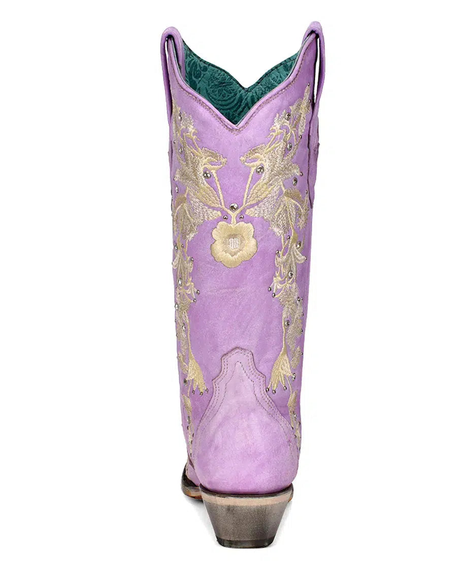 A4241 Women's Pink Western Cowgirl Leather Boots - Stylish & Comfortable for Rodeo, Country Dance & Cowgirl Fashion