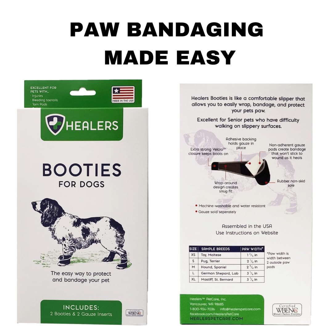 Healers Medical Dog Boots & Bandages for Small Dogs - Protective Paw Wraps for Injuries, Wounds & Post-Surgery Care - Ideal for Walking, Recovery & Outdoor Activities