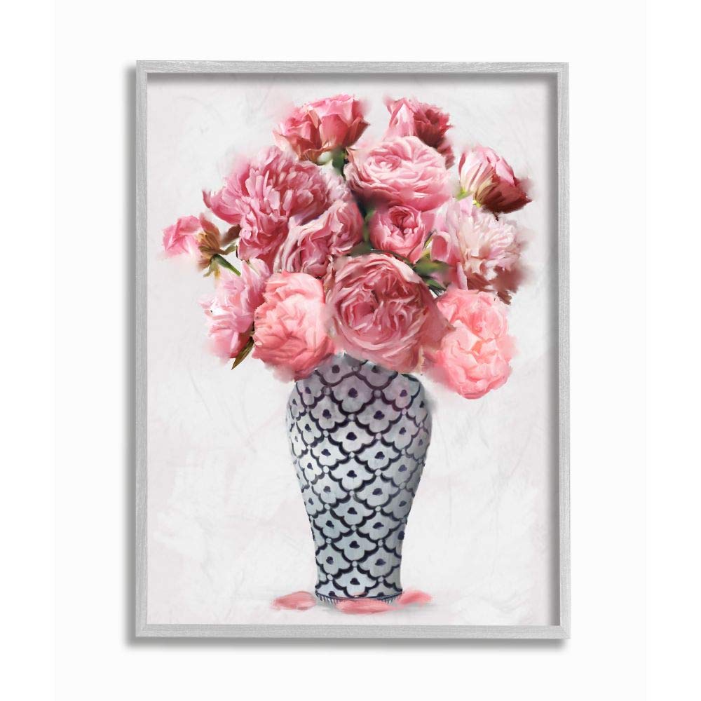 Stupell Industries Elegant Pink Peony Floral Bouquet in Vase Wall Art - 11
