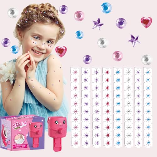 WNJ Hair Bedazzler Kit with Rhinestones - Hair Gem Stamper & Glitter Patch for Women & Girls - Bling Hair Styling Tools for Fashion, Wedding & Party - Perfect for Prom, Cosplay & Festival Accessories