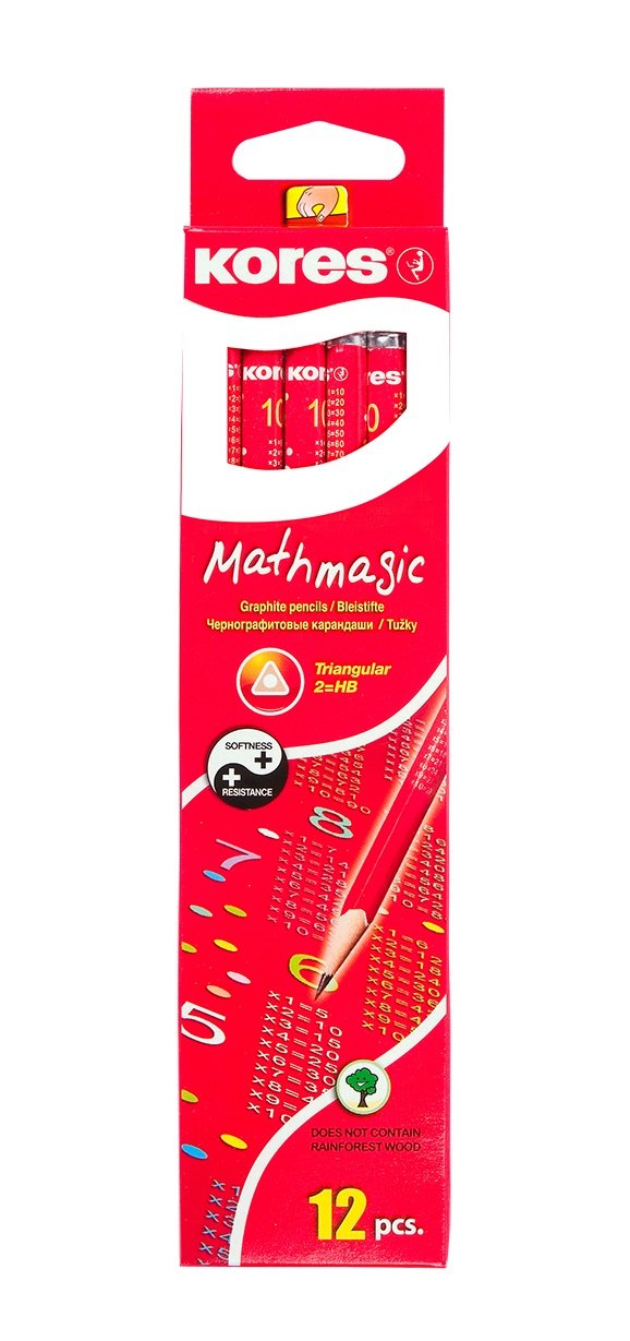 Mathmagic Triangular HB Graphite Pencils with Eraser - Soft & Smooth Writing for School, Office & Sketching (12-Pack)