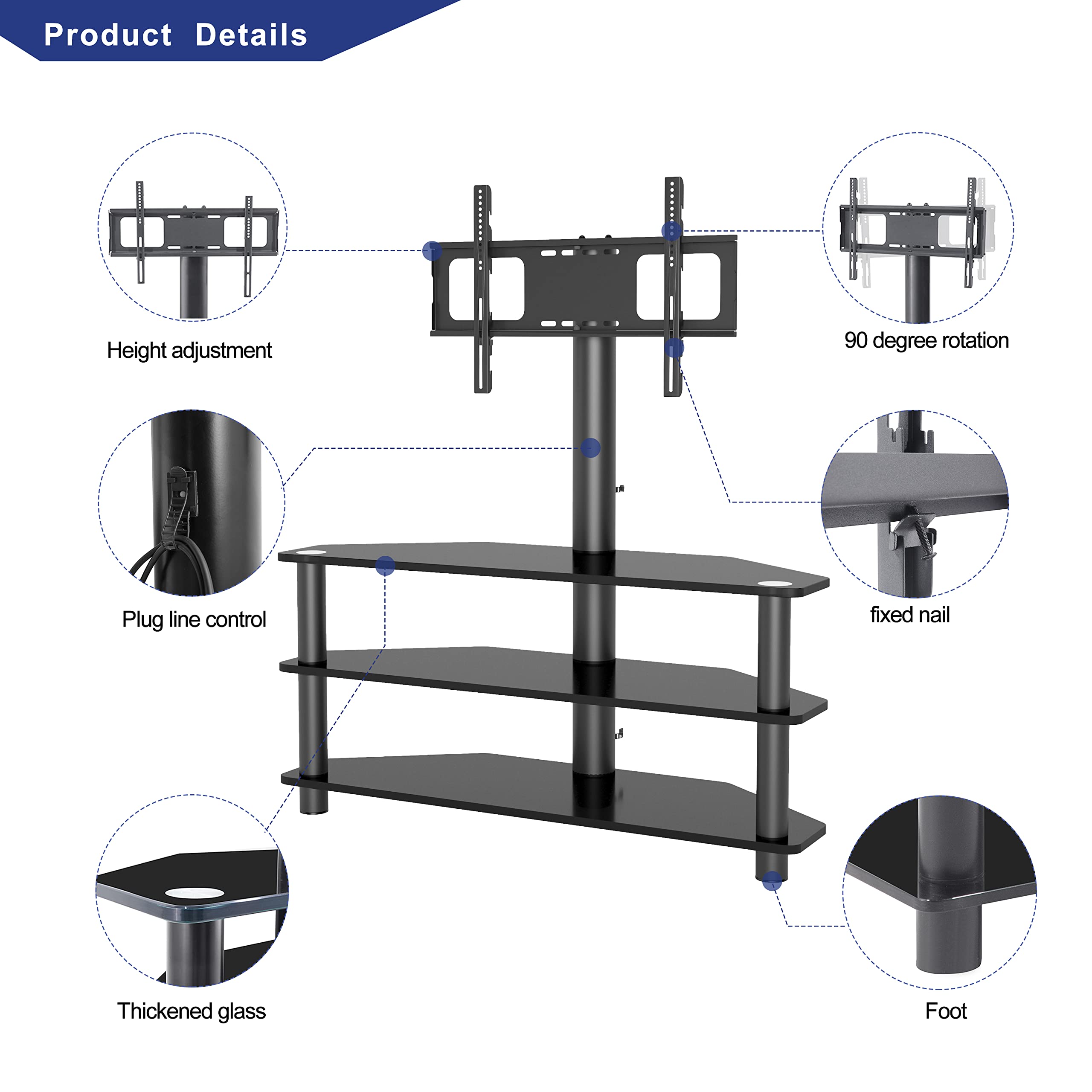 Adjustable TV Stand with Swivel Mount for 32-65 Inch TVs - Modern Entertainment Center with Cable Management & Height Adjustment - Perfect for Living Room, Bedroom & Home Theater Setup
