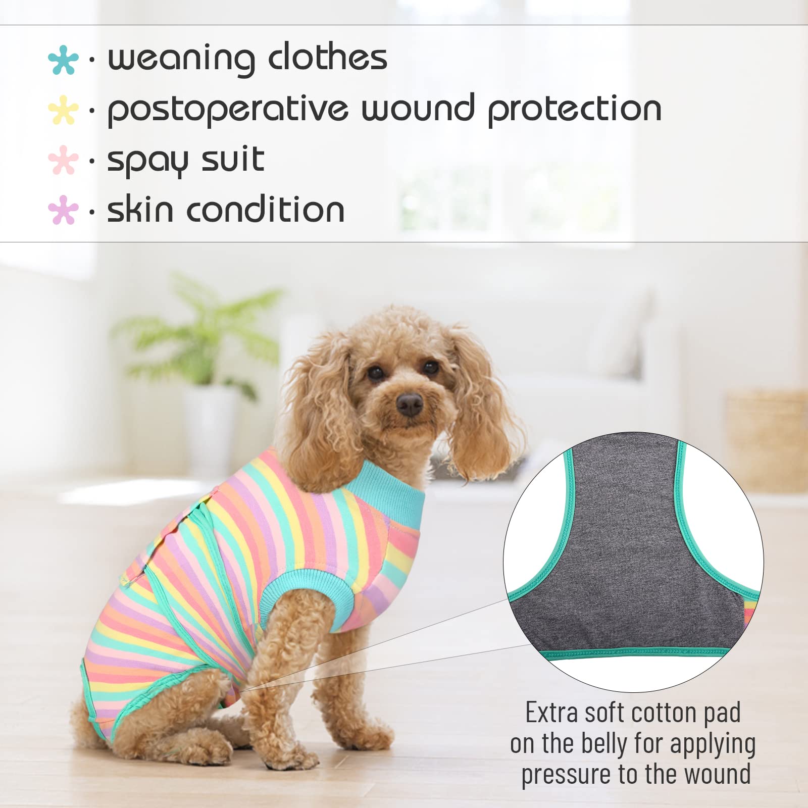 Post-Surgery Recovery Suit for Dogs - Soft Breathable Dog Bodysuit, E-Collar Alternative for Male & Female Pets - Anti-Licking Wound Protection Onesie (Mint Green Stripes, XL) - Ideal for Spay/Neuter Recovery & Wound Healing After Surgery