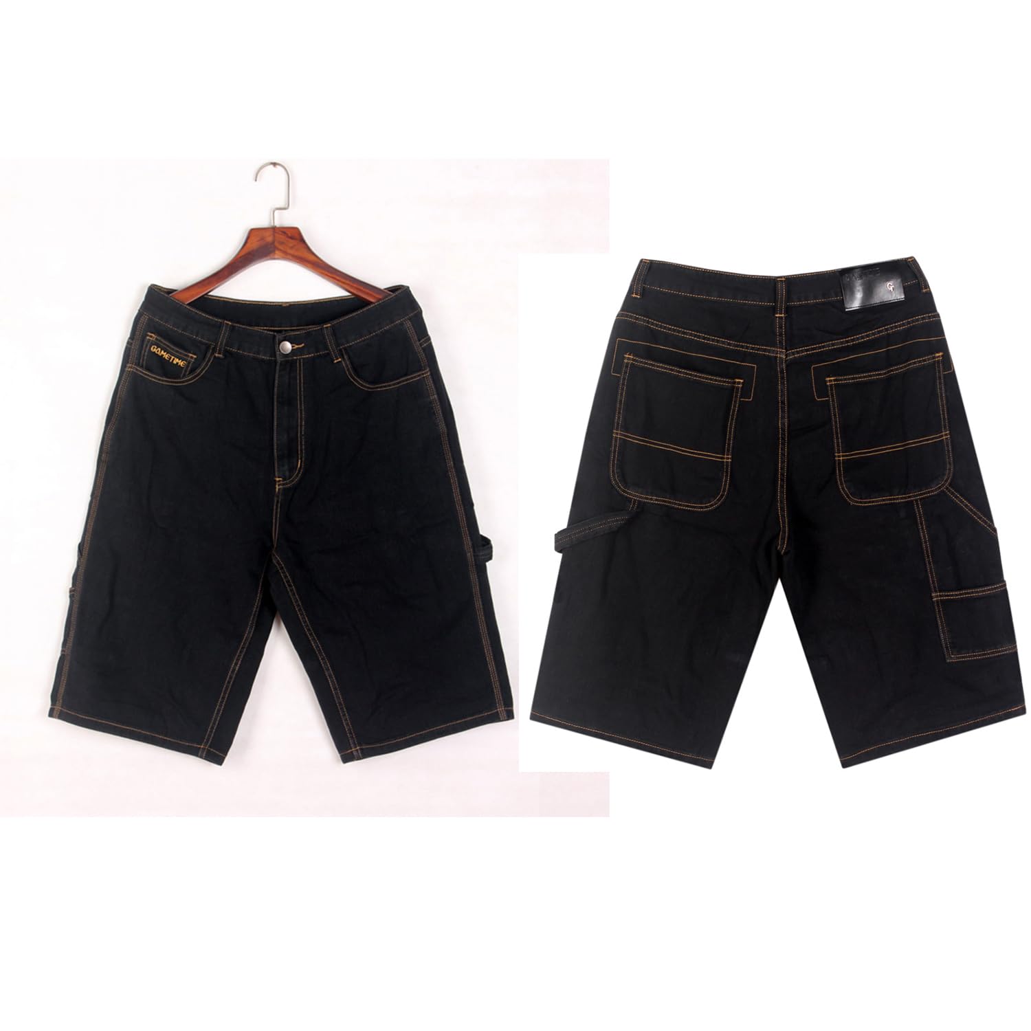 EnllerviiD Men's Loose Fit Carpenter Jean Shorts - Casual Baggy Denim Shorts for Skateboarding & Street Dance | Comfortable Summer Wear for Outdoor Activities