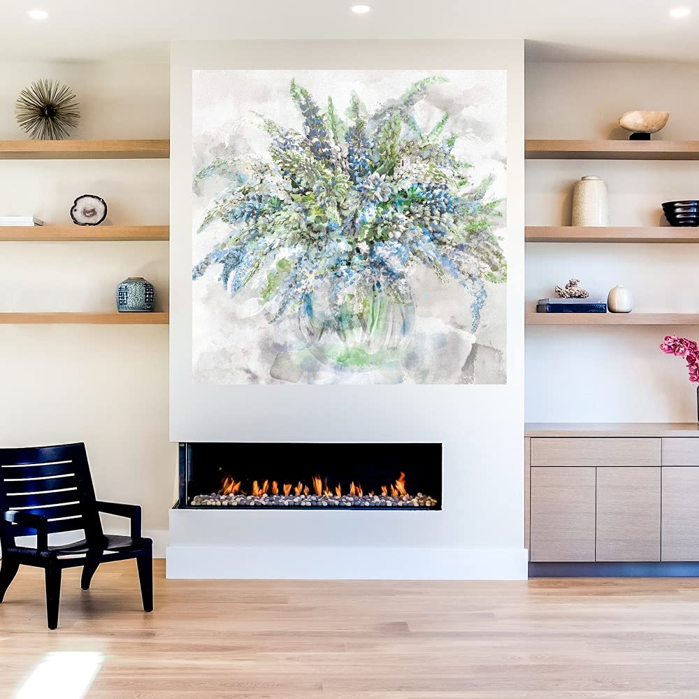 Lupines II Fine Art Canvas Wall Decor - 32x32 Inches Ready to Hang Floral Painting for Living Room, Bedroom, Office - Perfect for Home Decor & Gift Ideas