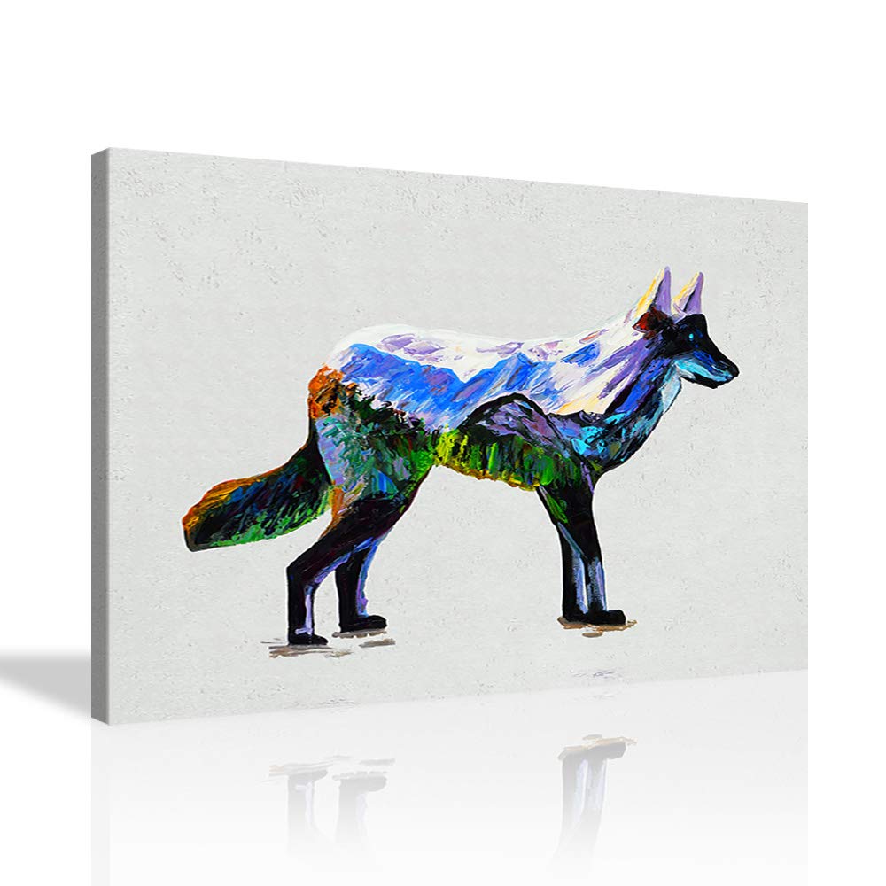 AMEMNY Wolf Canvas Wall Art - Handmade Paintings & Prints for Living Room, Bedroom Decor - Perfect for Home, Office & Gifts