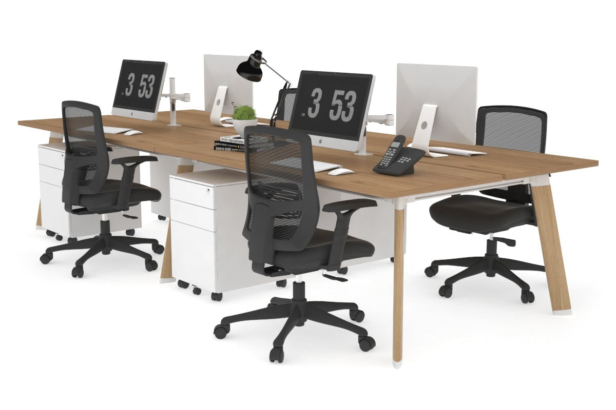 4-Person Wooden Workstation with Imprint Frame - 1400L x 700W Dimensions - Ideal for Office, Home Office & Collaborative Workspaces