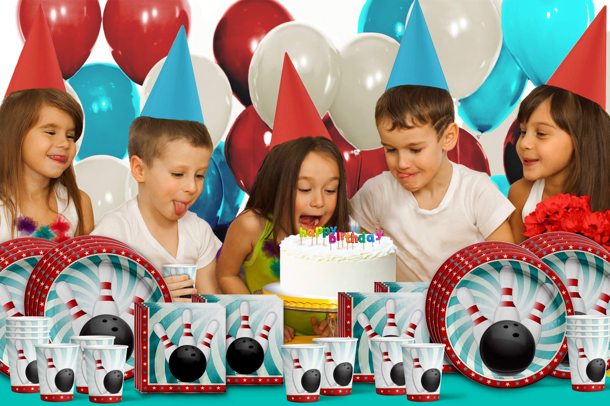 Bowling Party Supplies Set - 16-Piece Tableware Kit with Plates, Napkins & Cups for Birthday Celebrations, Game Nights & Themed Events