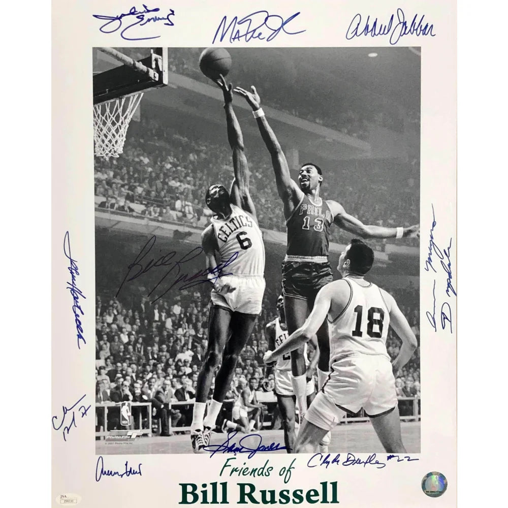 NBA 50 Greatest Players Autographed 16x20 Photo Frame - JSA Certified with Russell, Erving, Barkley, Jabbar +6 Legends - Perfect for Sports Memorabilia Collection & Man Cave Decor