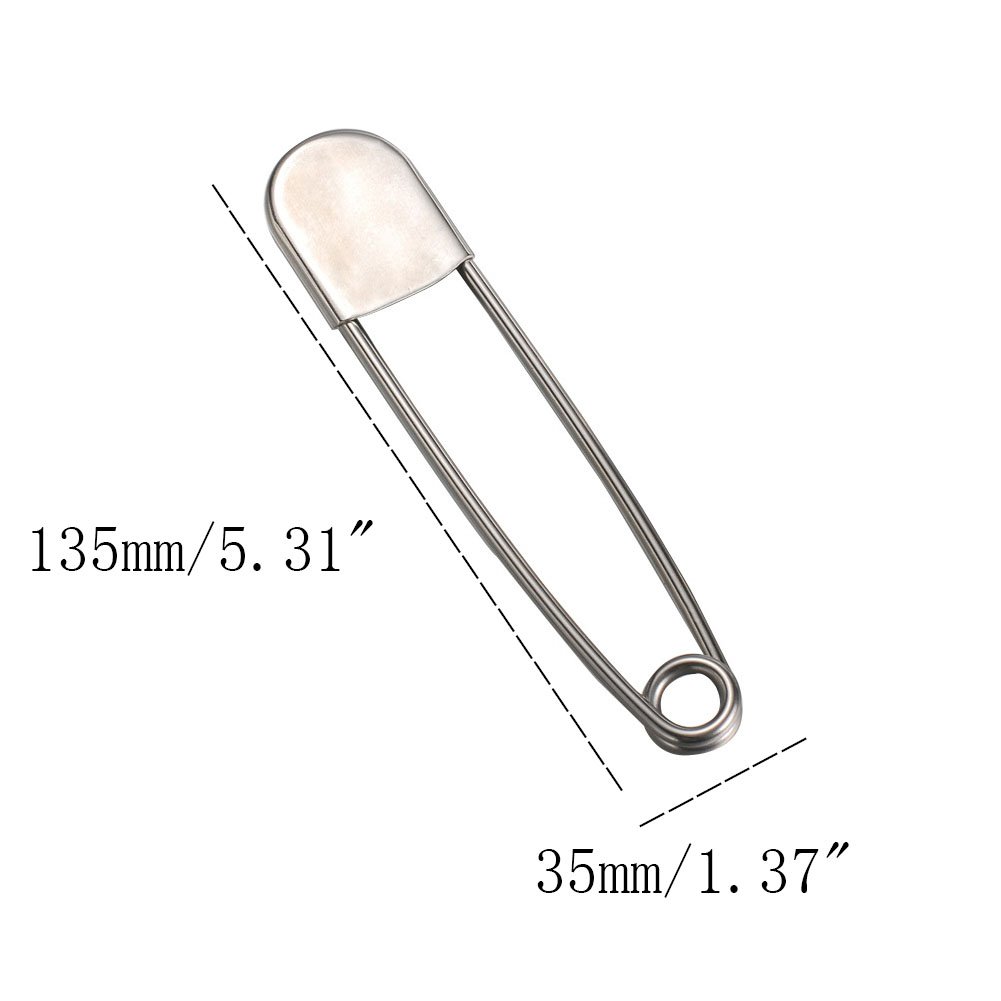 6-Piece Heavy Duty Stainless Steel Safety Pins - Extra Large Bulk Power Pins for Blankets, Skirts, Kilts, Sewing & Fashion Crafts - Perfect for DIY Projects, Home Decor, and Costume Making