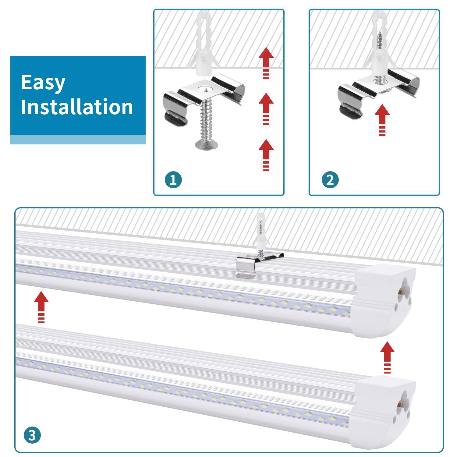 8FT 120W T8 Integrated LED Shop Lights - 4 Rows 6000K Daylight White, 96 Inch V-Shaped Linkable Warehouse Lighting, Plug & Play Fluorescent Tube Replacement (20-Pack) - Perfect for Garages, Workshops, Retail Stores & Industrial Spaces - Ships from USA