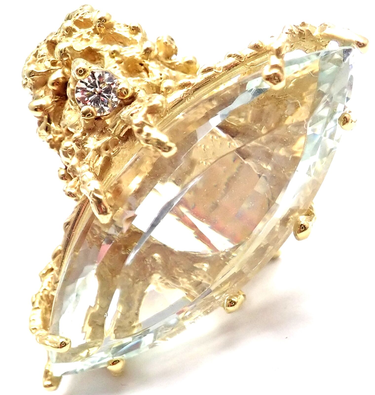 Authentic House of Murat 25ct Aquamarine Diamond Ring - Luxury Statement Jewelry for Weddings, Anniversaries & Special Occasions