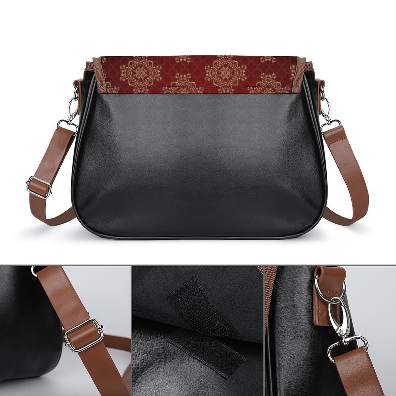 Trendy Chinese Floral Print Crossbody Bags for Women - Genuine Leather Shoulder Satchel Hobo Purse | Perfect for City Commute, Travel & Casual Outings