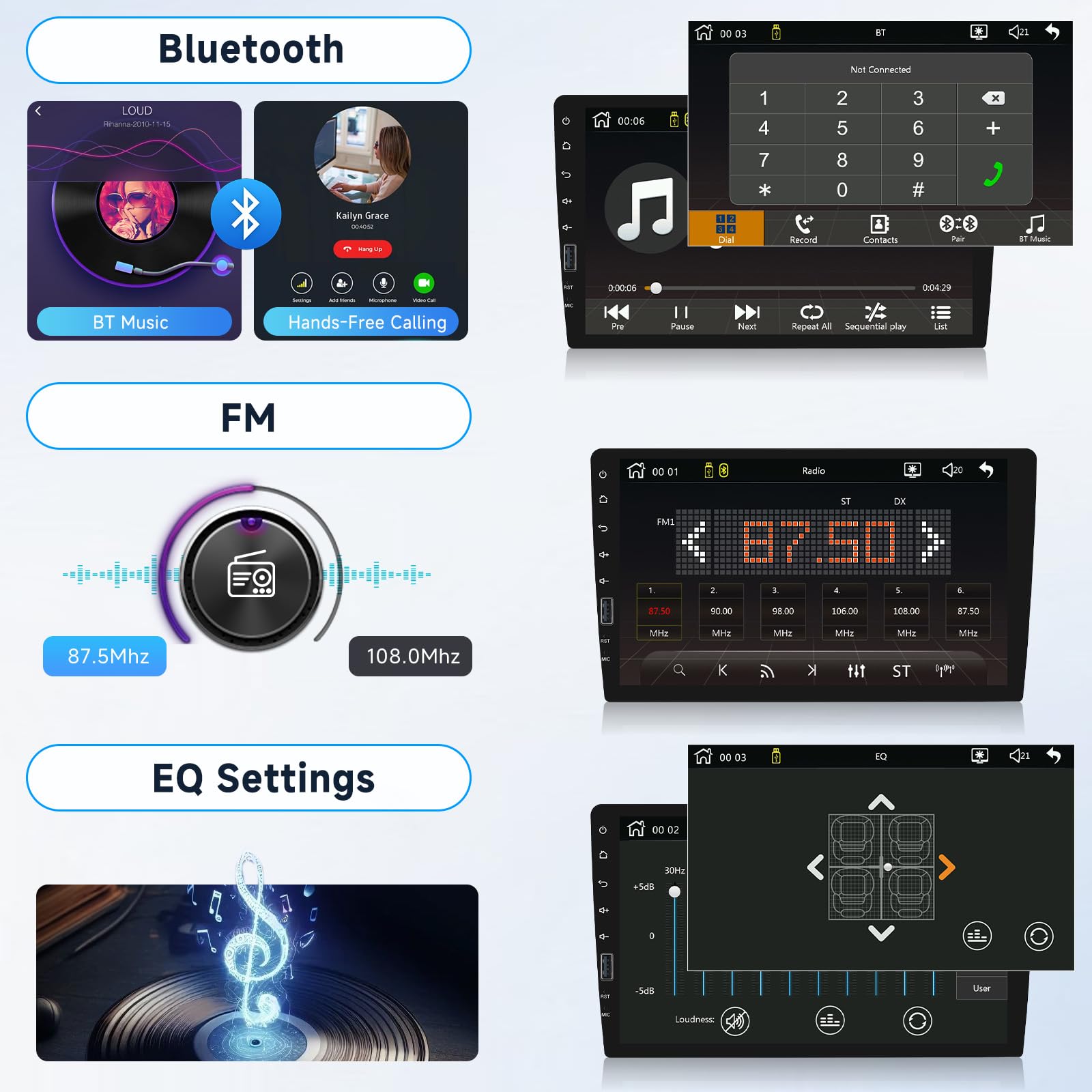 Hodozzy 9 Inch Single Din Car Stereo with Wireless CarPlay & Android Auto - Touch Screen Bluetooth Head Unit, FM Radio, USB, EQ, MirrorLink + Backup Camera | Perfect for Hands-Free Calling, Music Streaming & Safe Parking