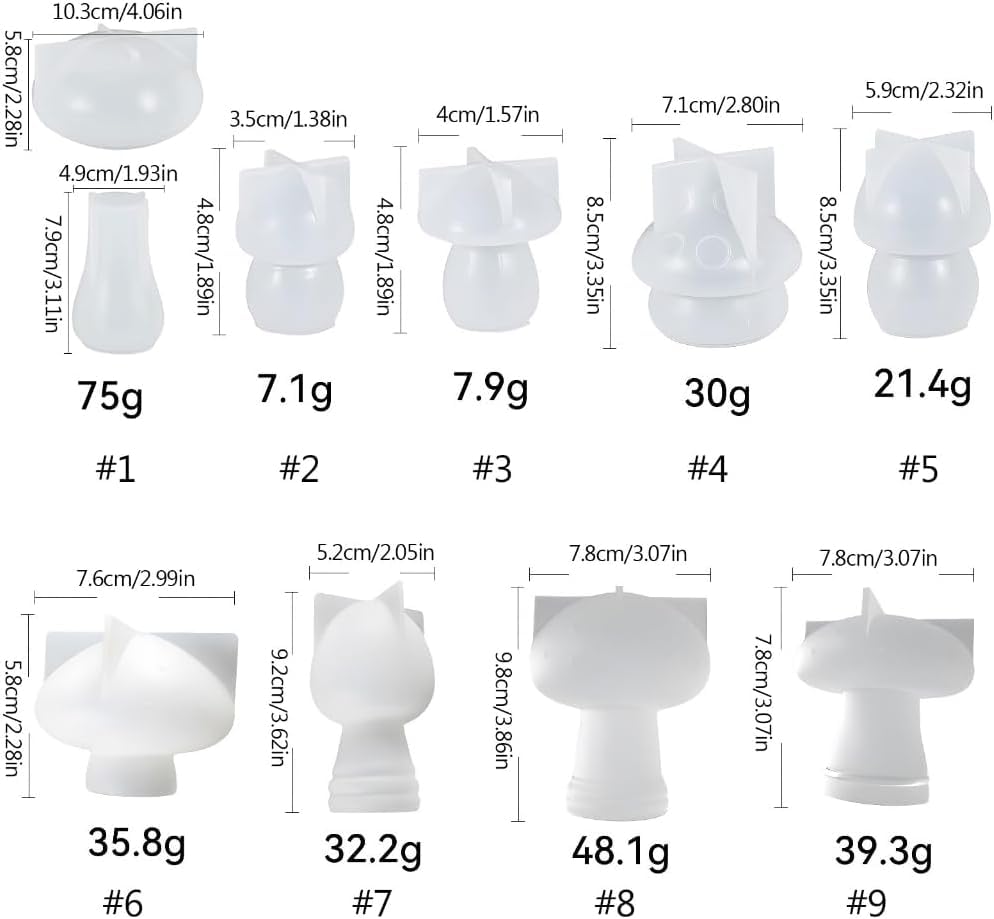 3D White Mushroom Silicone Molds for Epoxy Resin Casting - DIY Soap Making, Jewelry & Home Decor - Perfect for Resin Art, Candle Making & Craft Projects