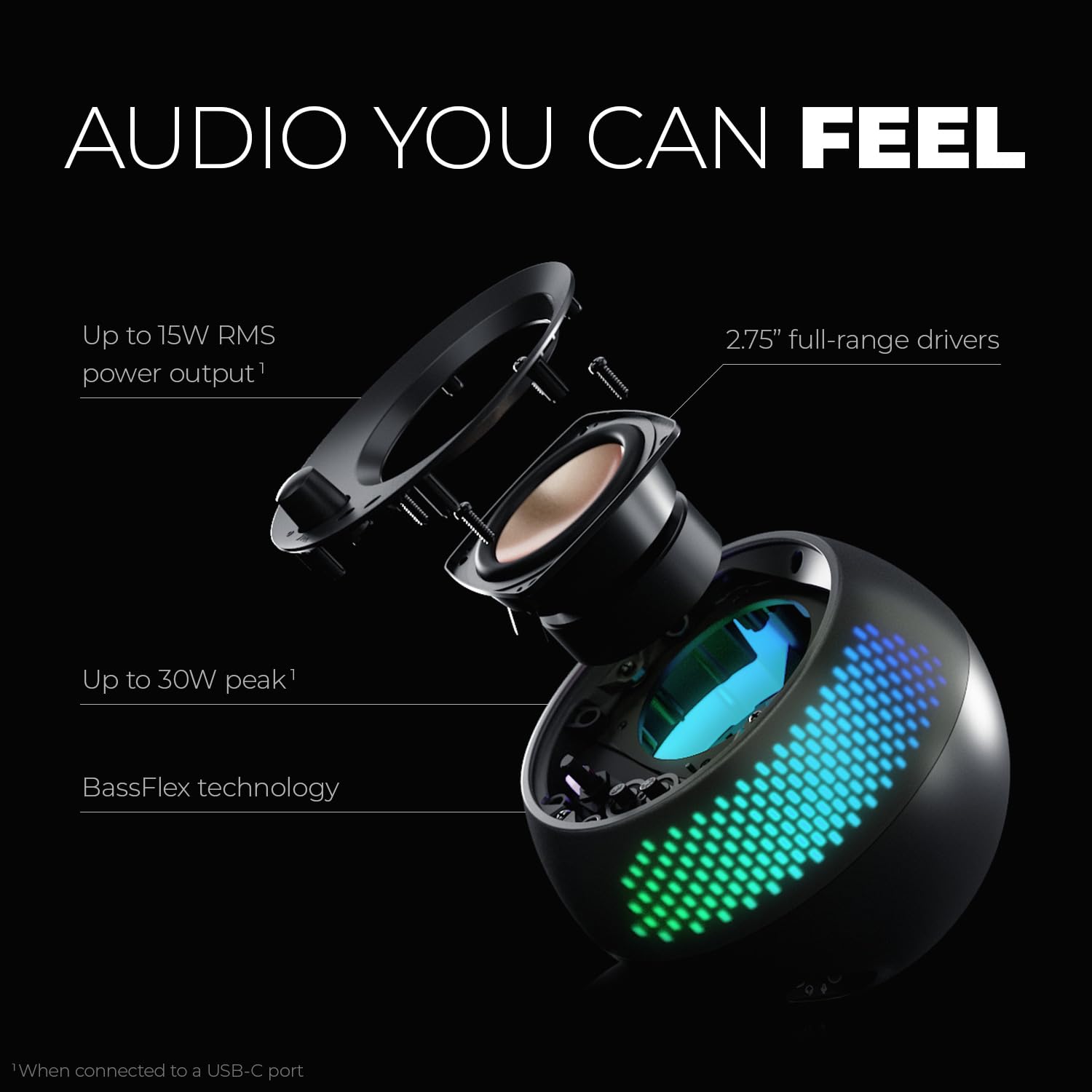 Creative Pebble X 2.0 USB-C Computer Speakers with Customizable RGB Lighting, Bluetooth 5.3, USB Audio, 15W RMS Power for PC and Mac - Perfect for Gaming, Streaming & Home Office Setup
